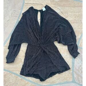 By Together Long Sleeve Silver Romper Size Medium BZ